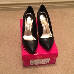 Candie’s Black Heels in Box- Faux Leather Pumps